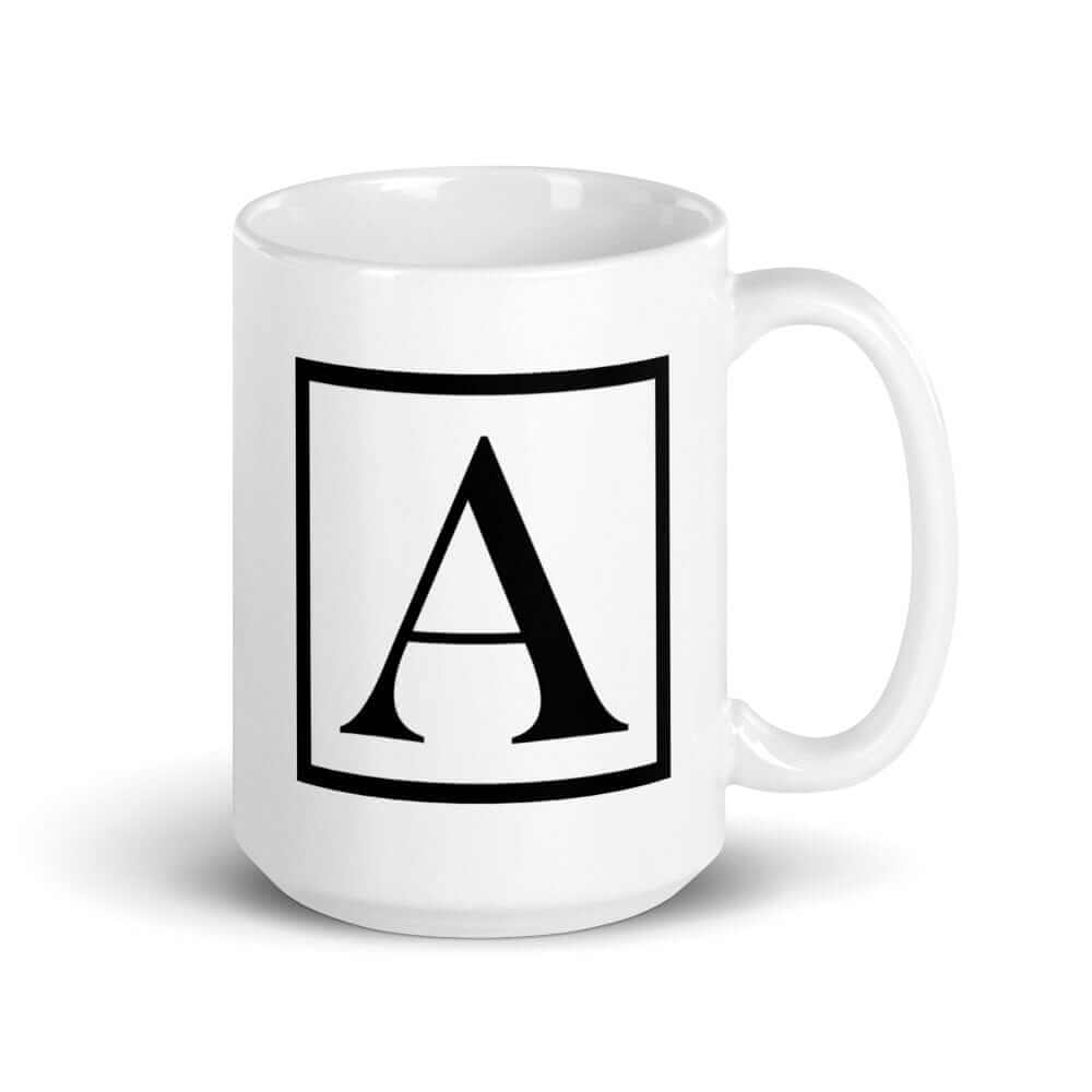 Letter A Border Monogram Coffee Mug | Personalized Initial Gift, Mugs, $ 25.50, A Moment Of Now™