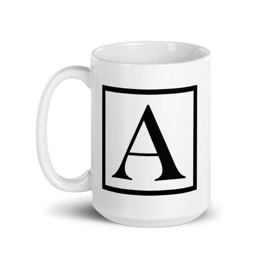 Letter A Border Monogram Coffee Mug | Personalized Initial Gift, Mugs, $ 18.50, A Moment Of Now™
