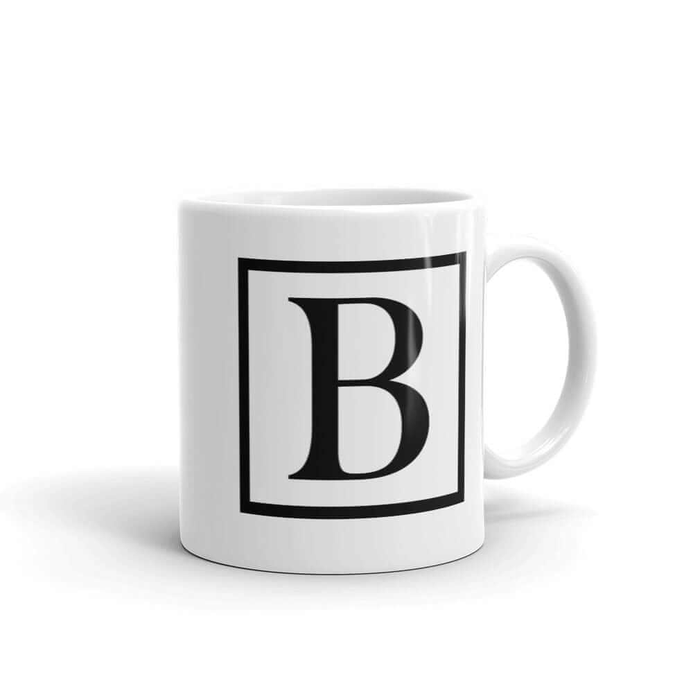 Letter B Border Monogram Coffee Mug | Personalized Initial Gift, Mugs, $ 17.50, A Moment Of Now™