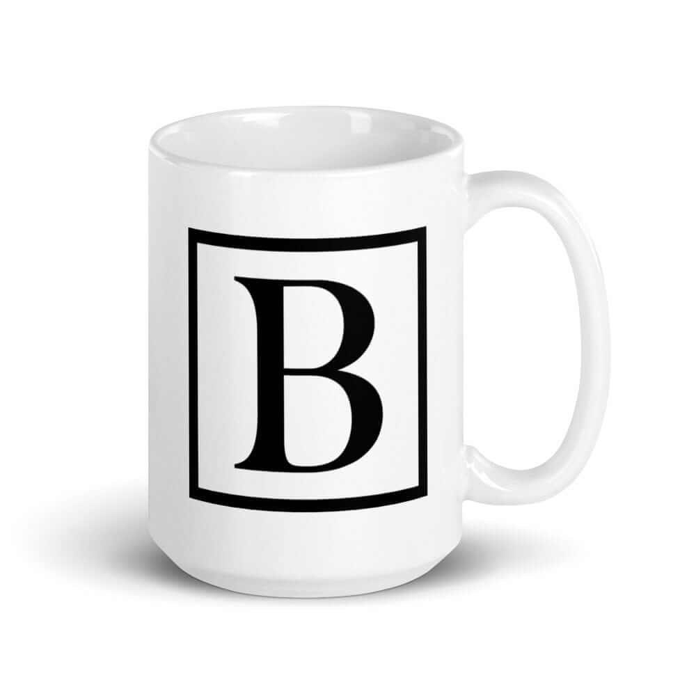 Letter B Border Monogram Coffee Tea Cup Mug, A Moment Of Now, $ 24.50