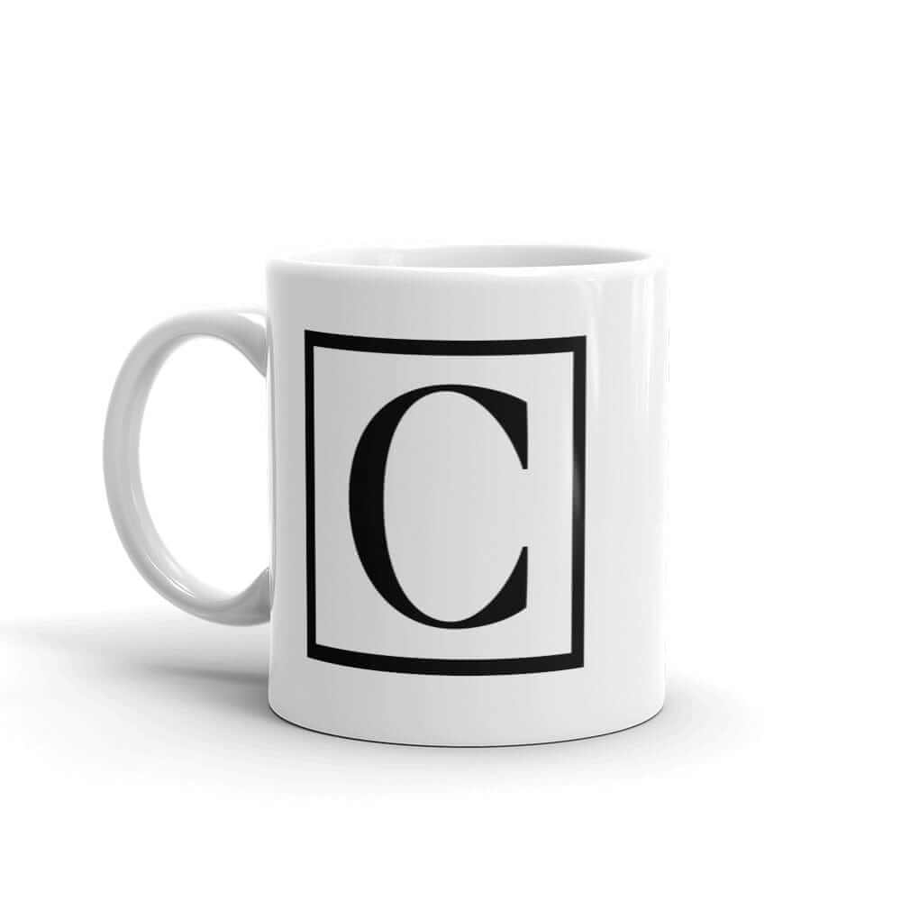 Letter C Border Monogram Coffee Mug | Personalized Initial Gift, Mugs, $ 17.50, A Moment Of Now™