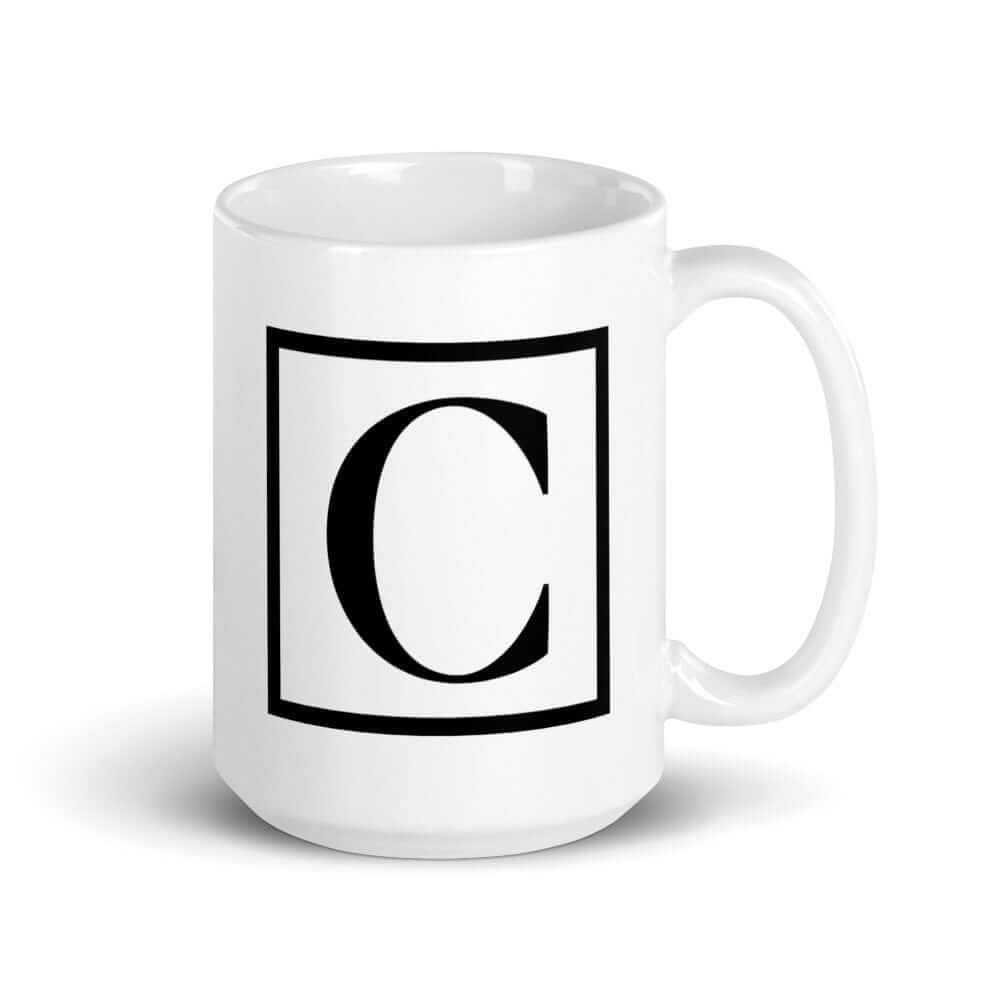 Letter C Border Monogram Coffee Tea Cup Mug, A Moment Of Now, $ 24.50