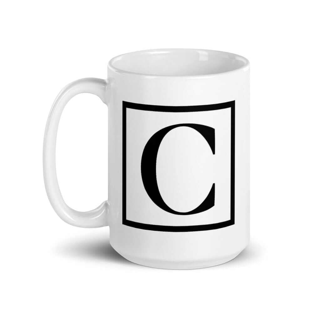 Letter C Border Monogram Coffee Mug | Personalized Initial Gift, Mugs, $ 17.50, A Moment Of Now™