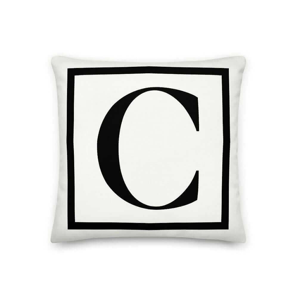 Letter C Border Monogram Pillow | Personalized Initial Decor, Throw Pillows, $ 64.50, A Moment Of Now™
