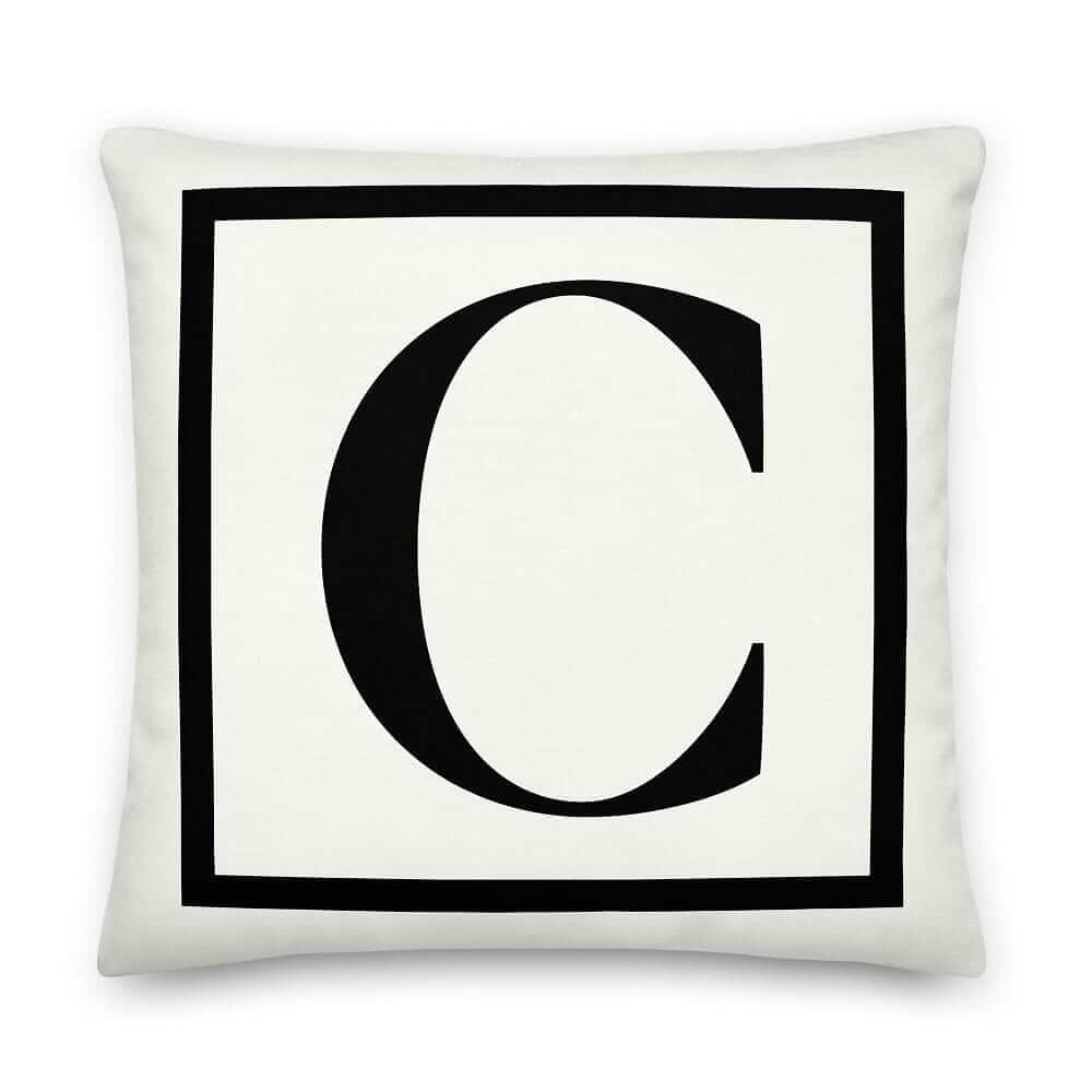 Letter C Border Monogram Pillow | Personalized Initial Decor, Throw Pillows, $ 64.50, A Moment Of Now™