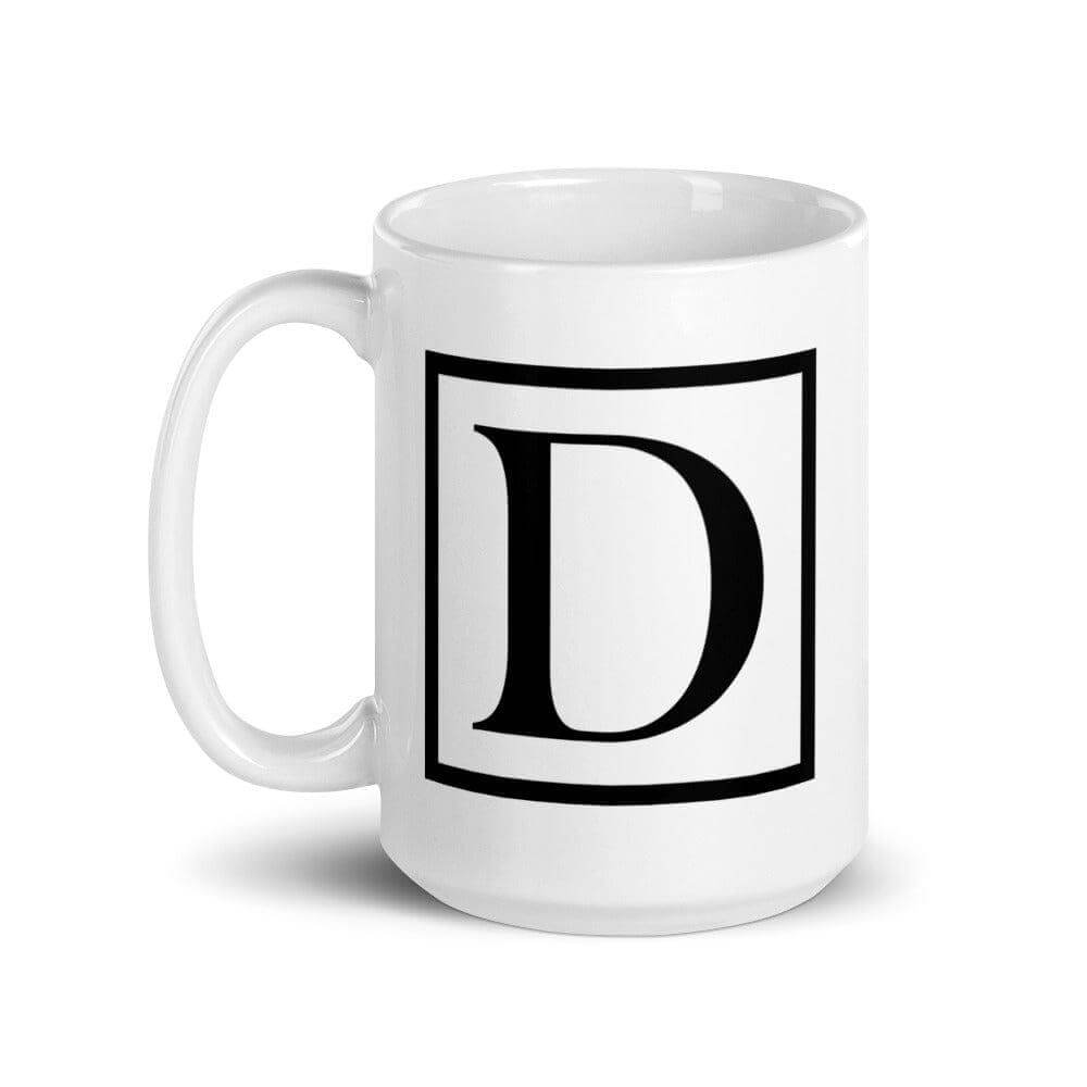 Letter D Border Monogram Coffee Mug | Personalized Initial Gift, Mugs, $ 17.50, A Moment Of Now™