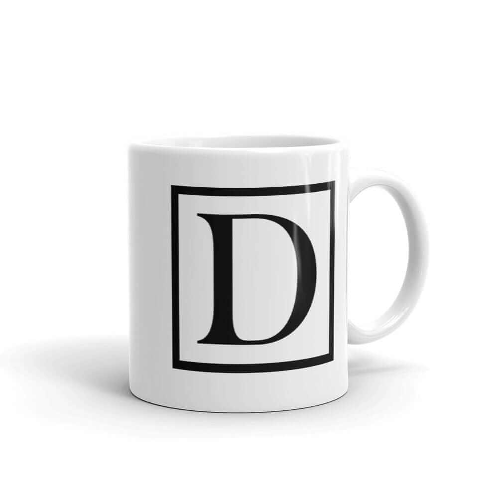 Letter D Border Monogram Coffee Mug | Personalized Initial Gift, Mugs, $ 17.50, A Moment Of Now™