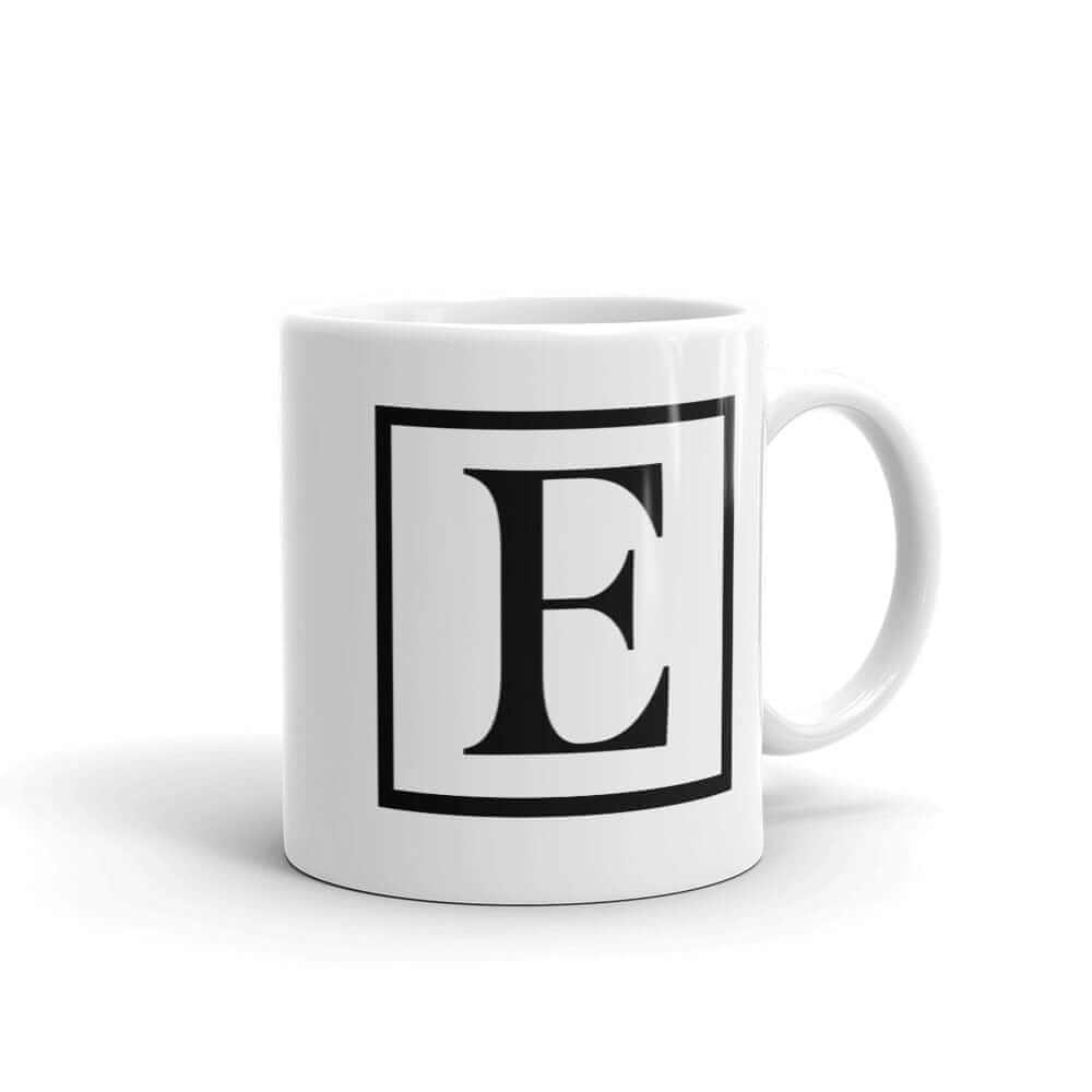 Letter E Border Monogram Coffee Mug | Personalized Initial Gift, Mugs, $ 17.50, A Moment Of Now™