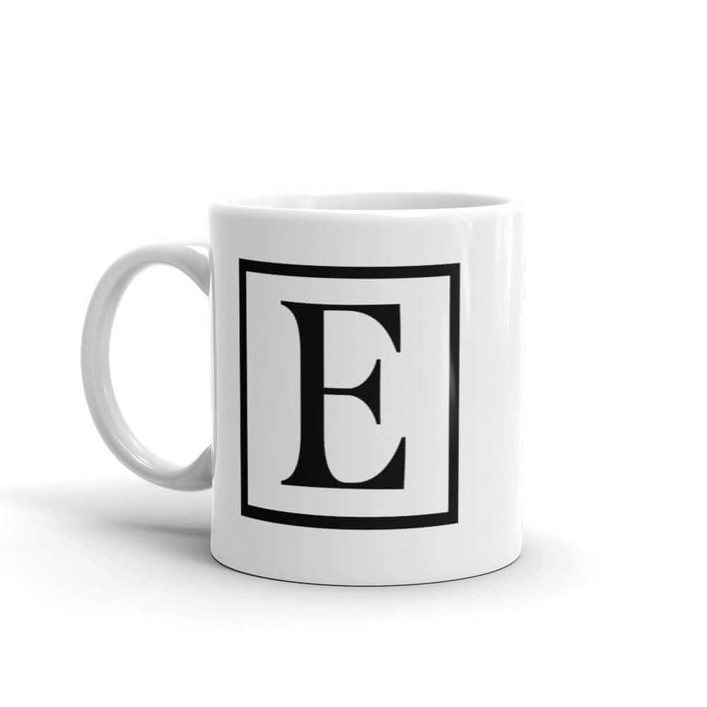 Letter E Border Monogram Coffee Mug | Personalized Initial Gift, Mugs, $ 17.50, A Moment Of Now™