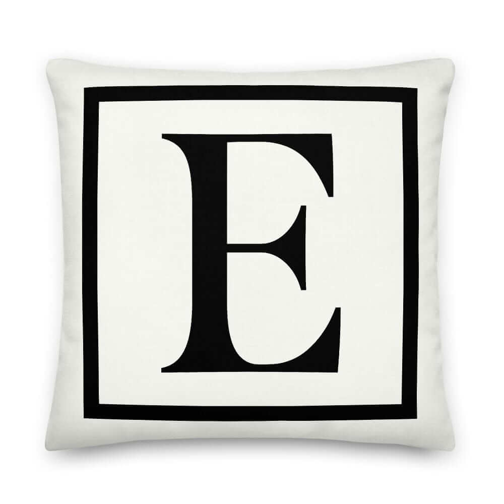 Letter E Border Monogram Pillow | Personalized Initial Decor, Throw Pillows, $ 64.50, A Moment Of Now™
