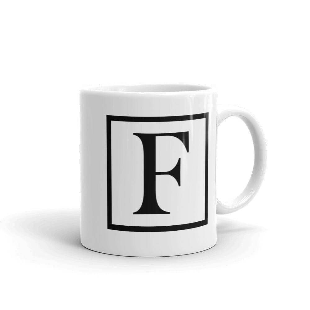 Letter F Border Monogram Coffee Mug | Personalized Initial Gift, Mugs, $ 17.50, A Moment Of Now™