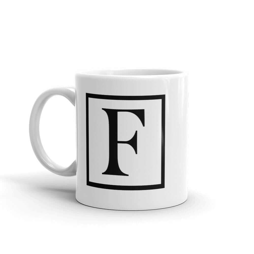 Letter F Border Monogram Coffee Mug | Personalized Initial Gift, Mugs, $ 17.50, A Moment Of Now™