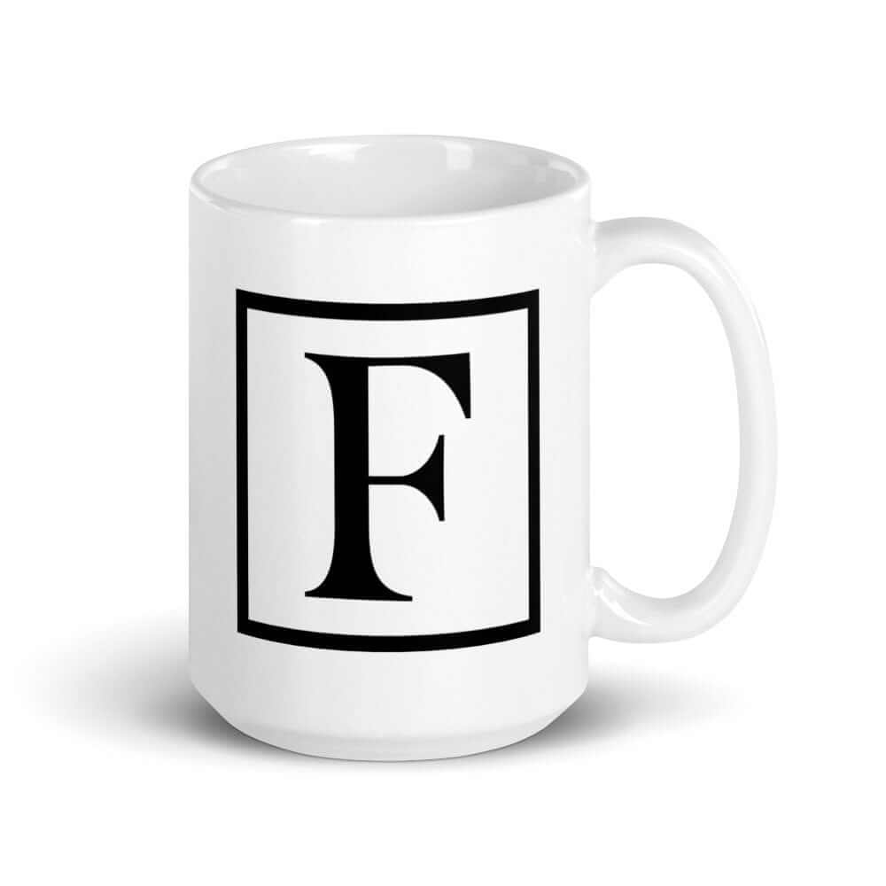 Letter F Border Monogram Coffee Tea Cup Mug, A Moment Of Now, $ 24.50