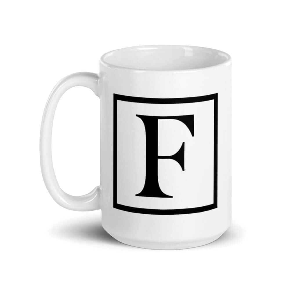 Letter F Border Monogram Coffee Mug | Personalized Initial Gift, Mugs, $ 17.50, A Moment Of Now™