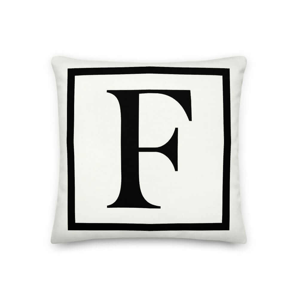 Letter F Border Monogram Pillow | Personalized Initial Decor, Throw Pillows, $ 64.50, A Moment Of Now™