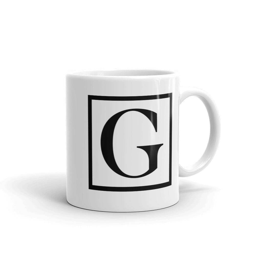 Letter G Border Monogram Coffee Mug | Personalized Initial Gift, Mugs, $ 17.50, A Moment Of Now™
