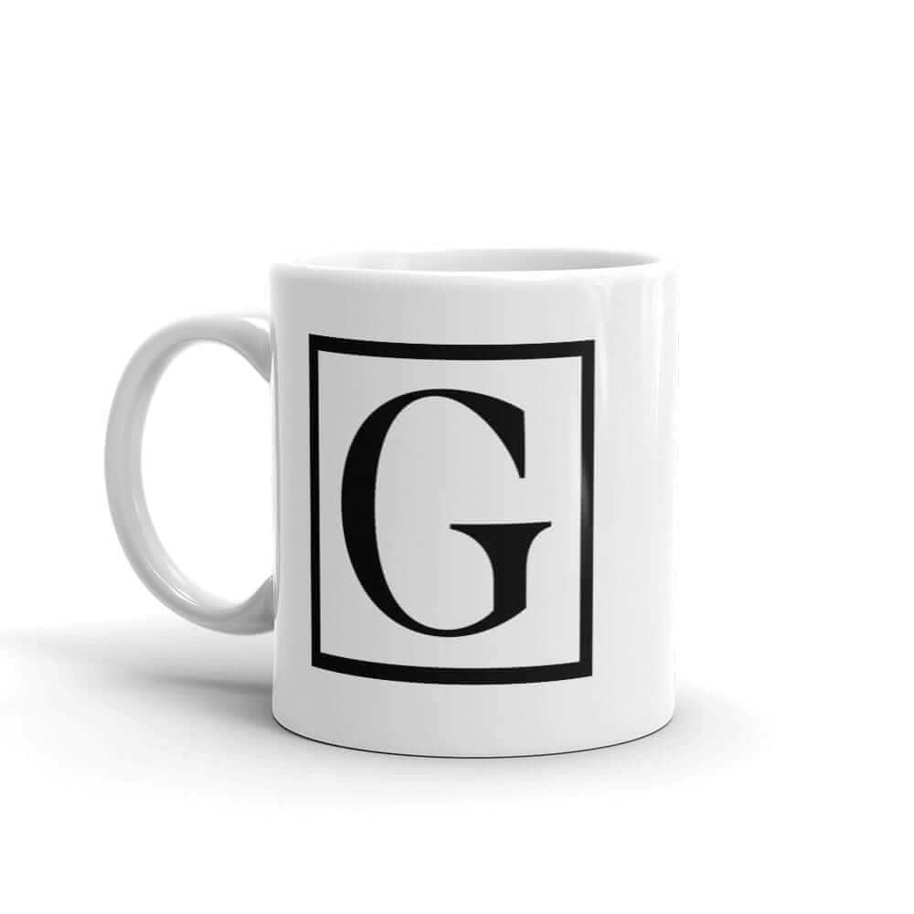 Letter G Border Monogram Coffee Mug | Personalized Initial Gift, Mugs, $ 17.50, A Moment Of Now™