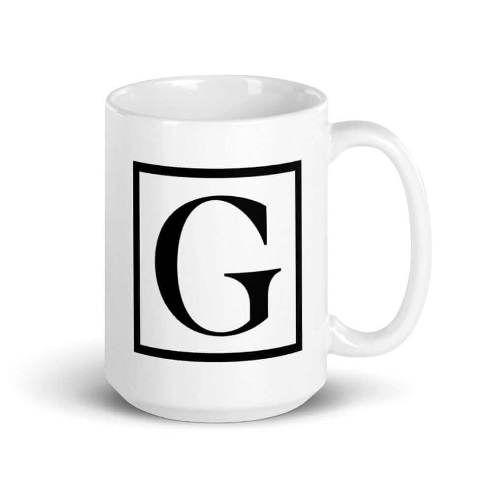 Letter G Border Monogram Coffee Tea Cup Mug, A Moment Of Now, $ 24.50