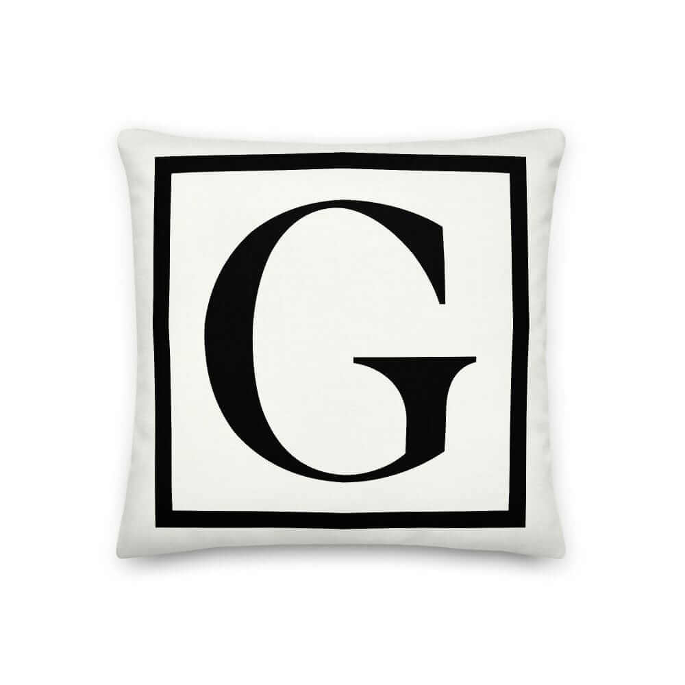 Letter G Border Monogram Pillow | Personalized Initial Decor, Throw Pillows, $ 64.50, A Moment Of Now™