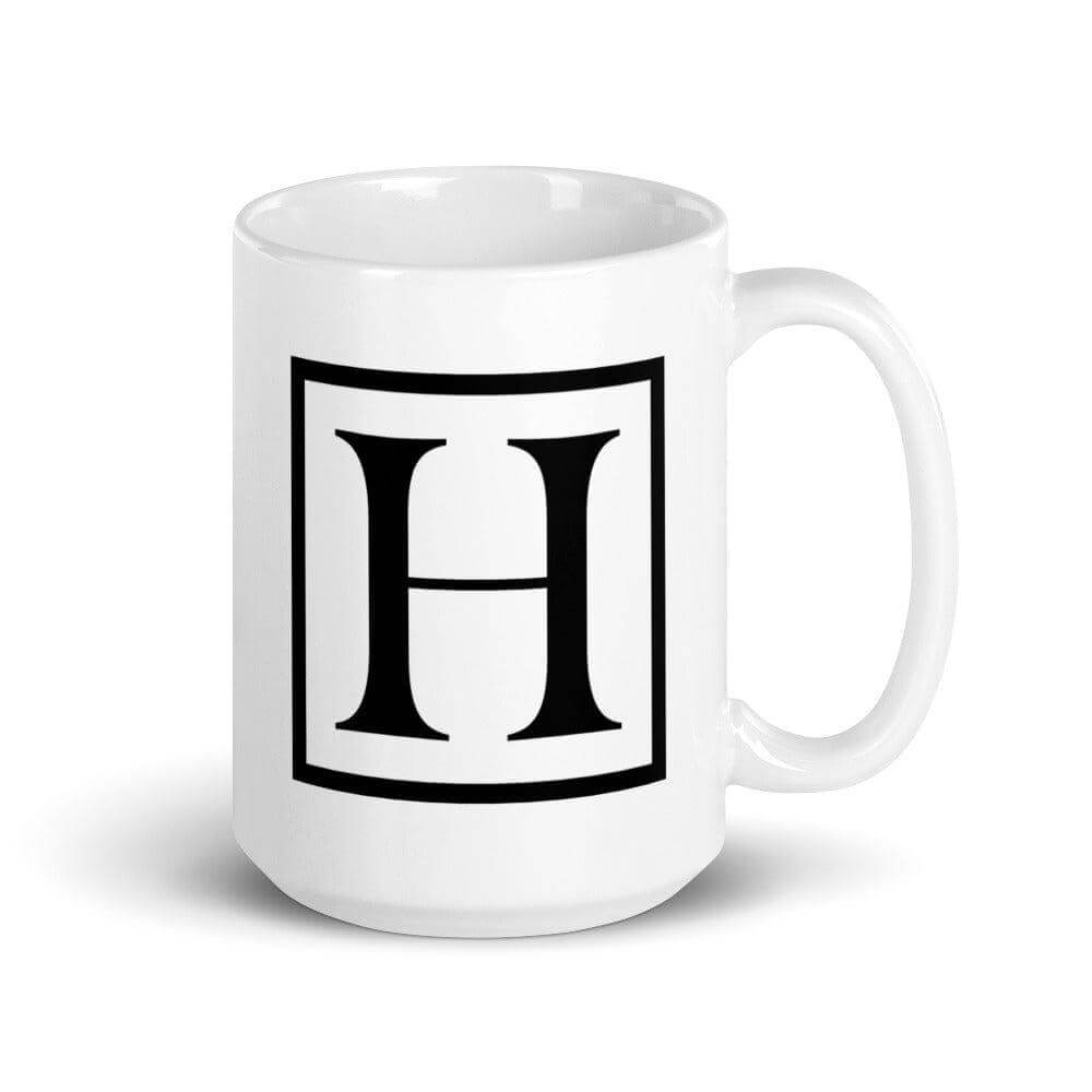 Letter H Border Monogram Coffee Tea Cup Mug, A Moment Of Now, $ 24.50