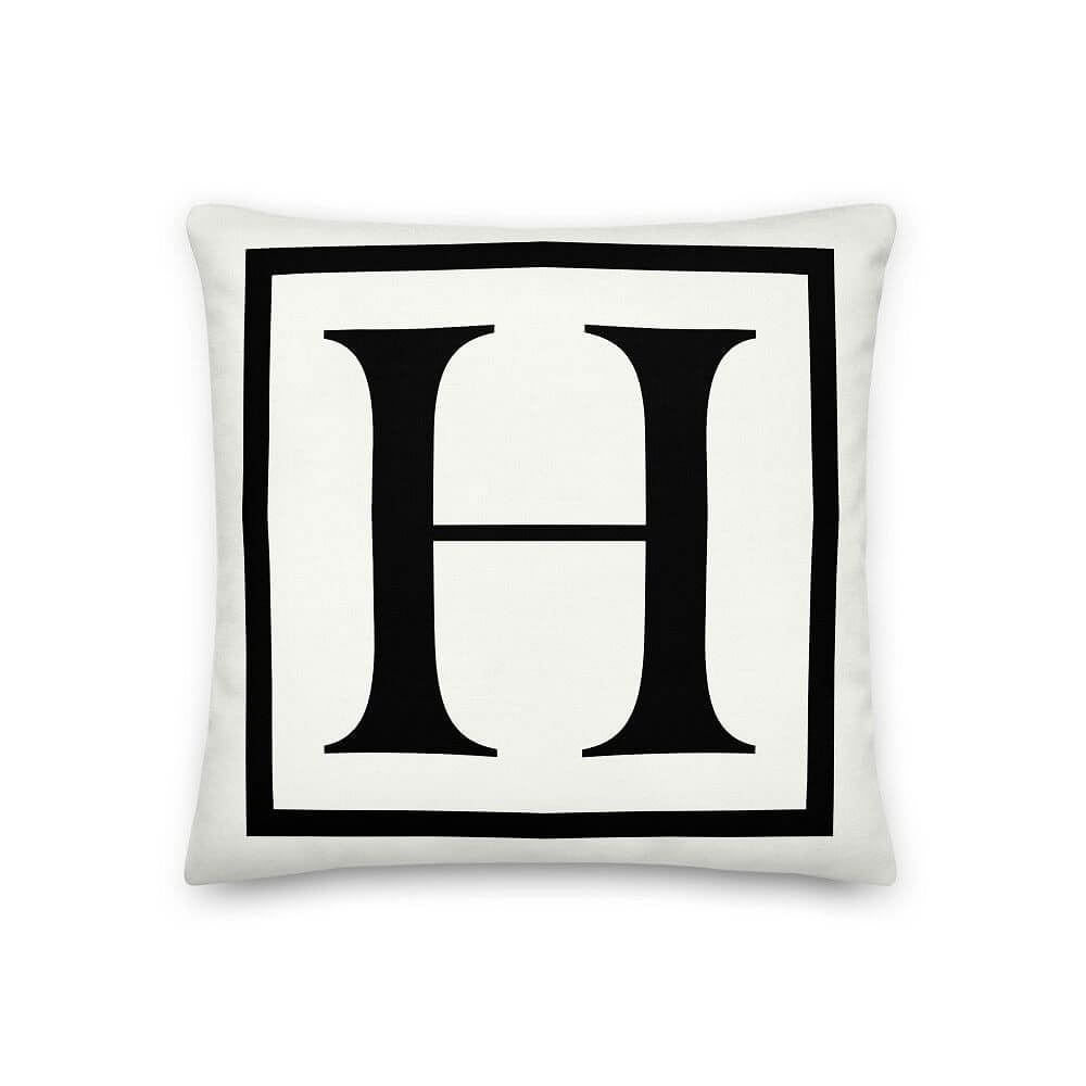 Letter H Border Monogram Pillow | Personalized Initial Decor, Throw Pillows, $ 64.50, A Moment Of Now™