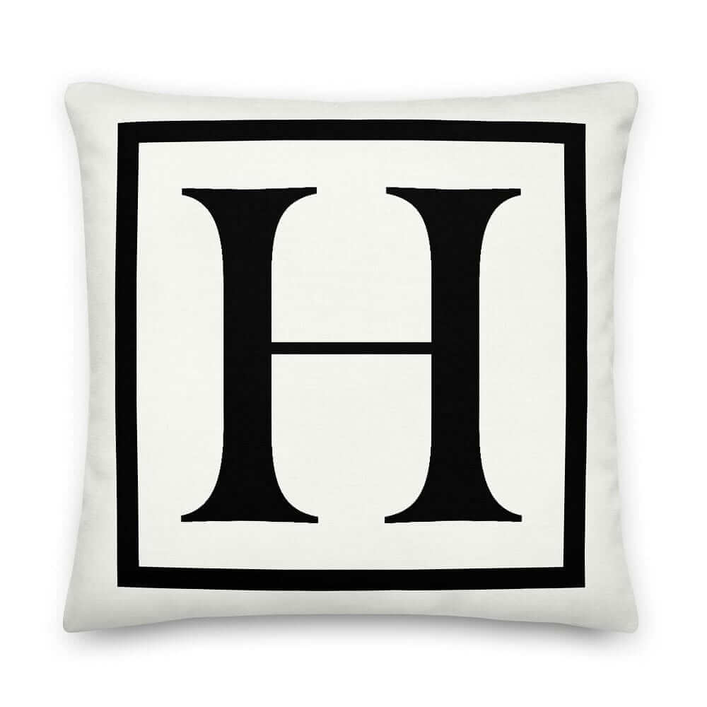 Letter H Border Monogram Pillow | Personalized Initial Decor, Throw Pillows, $ 64.50, A Moment Of Now™