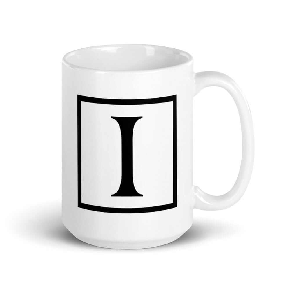 Letter I Border Monogram Coffee Tea Cup Mug, A Moment Of Now, $ 27.50