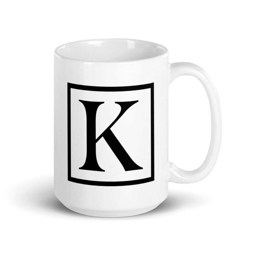 Letter K Border Monogram Coffee Tea Cup Mug, A Moment Of Now, $ 24.50