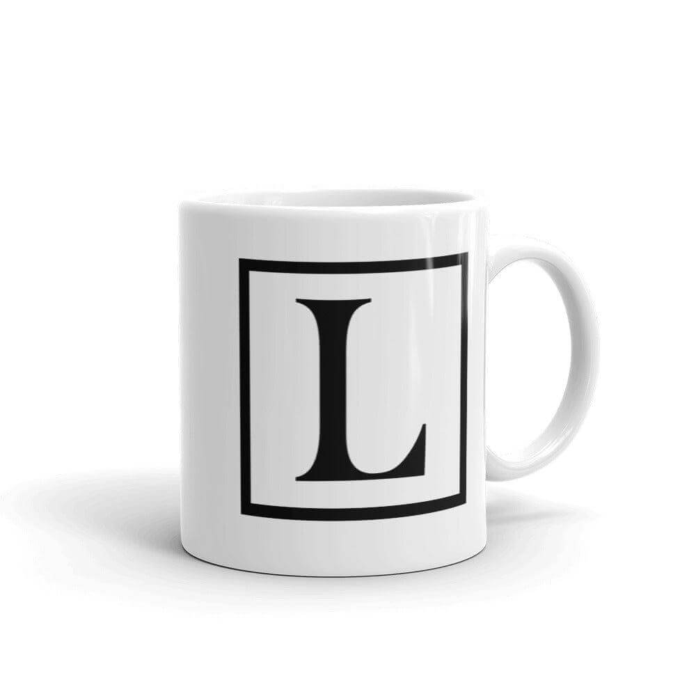 Letter L Border Monogram Coffee Tea Cup Mug, Mug, $ 17.50, A Moment Of Now™