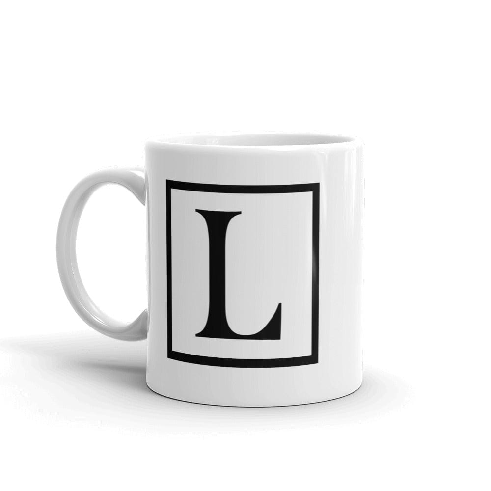 Shop Letter L Border Monogram Coffee Tea Cup Mug, Mug, USA Boutique