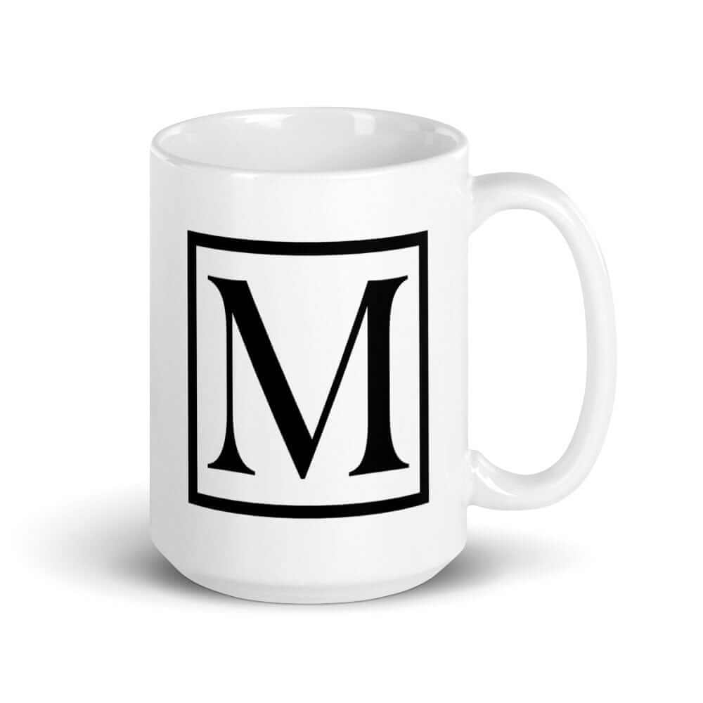 Letter M Border Monogram Coffee Tea Cup Mug, A Moment Of Now, $ 24.50