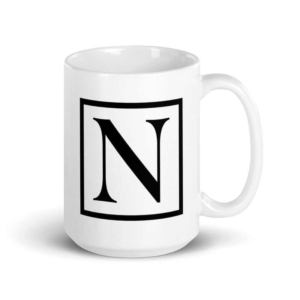 Letter N Border Monogram Coffee Tea Cup Mug, A Moment Of Now, $ 24.50