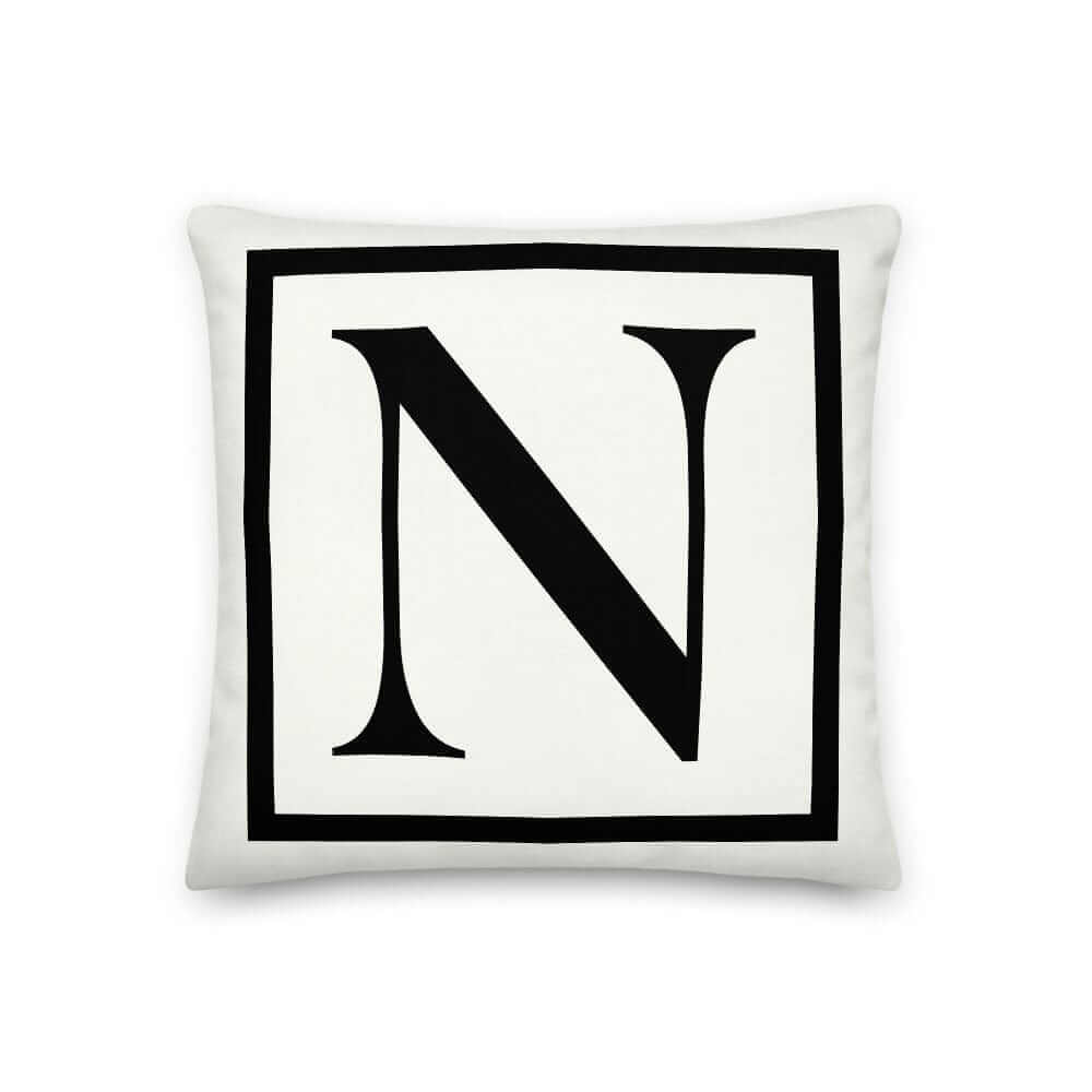 Letter N Border Monogram Decorative Throw Pillow Cushion, Pillow, $ 64.50, A Moment Of Now™