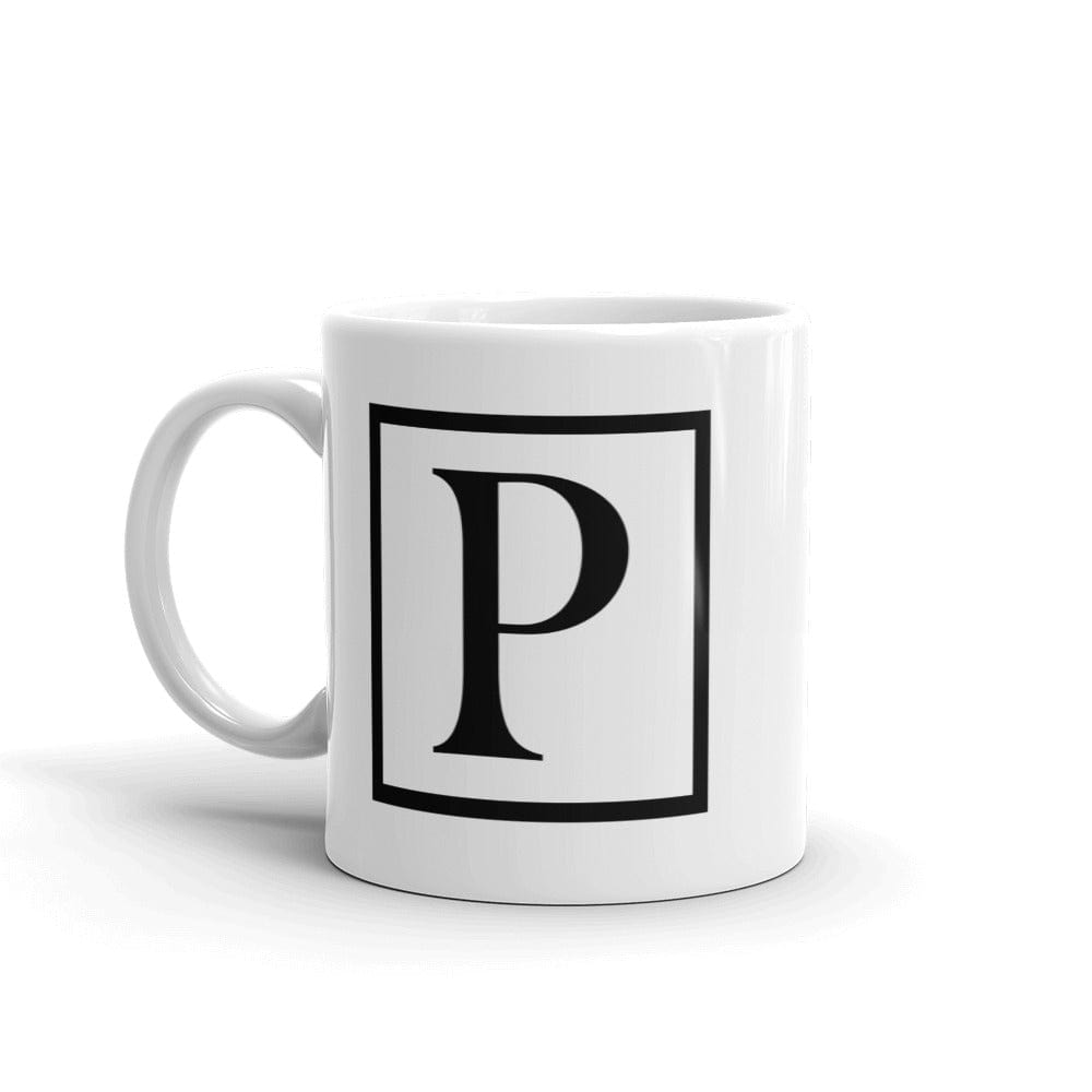 Shop Letter p Border Monogram Coffee Tea Cup Mug, Mug, USA Boutique