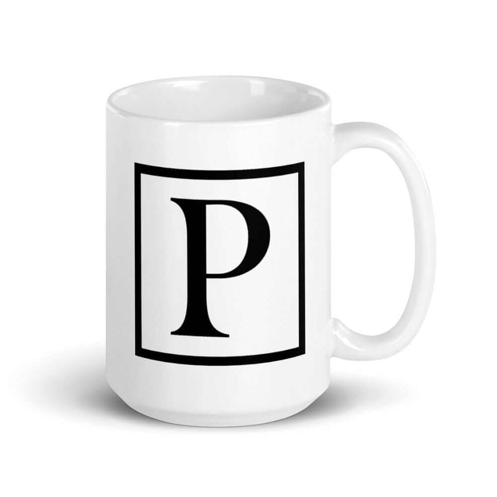 Letter p Border Monogram Coffee Tea Cup Mug, A Moment Of Now, $ 24.50