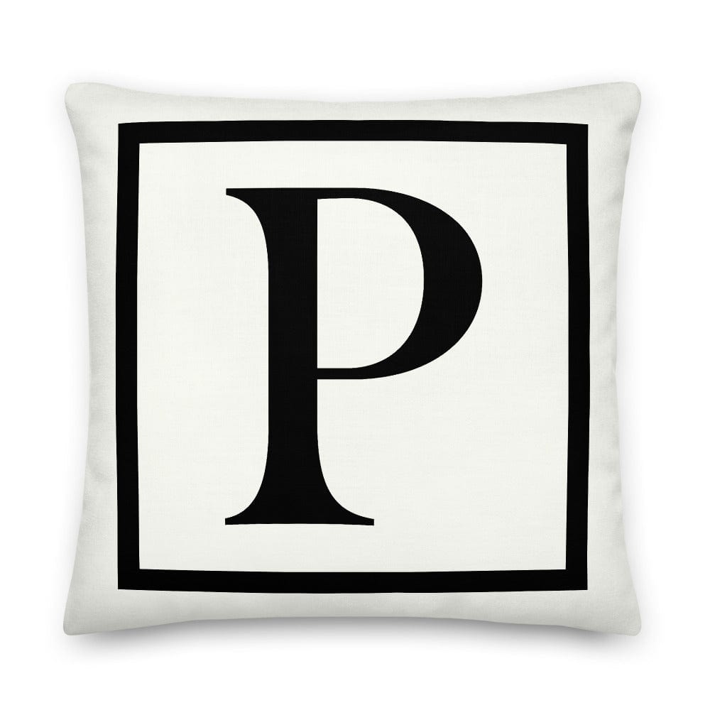 Letter P Border Monogram Decorative Throw Pillow Cushion Pillow A Moment Of Now Women’s Boutique Clothing Online Lifestyle Store