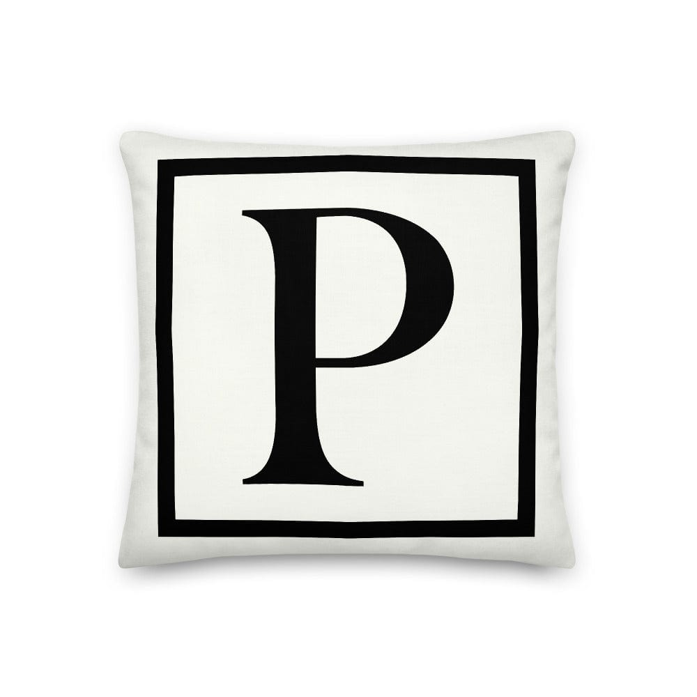 Letter P Border Monogram Decorative Throw Pillow Cushion Pillow A Moment Of Now Women’s Boutique Clothing Online Lifestyle Store