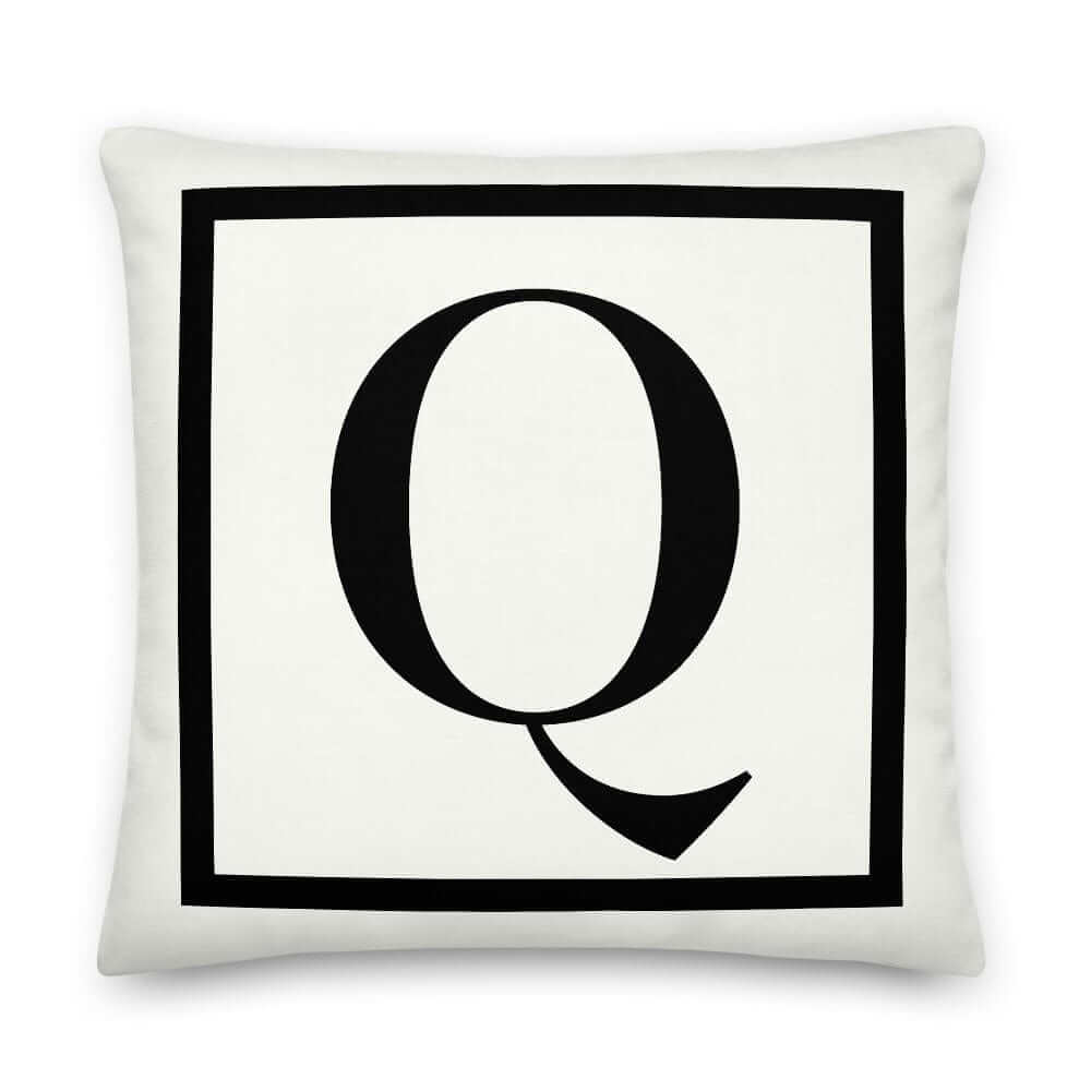 Letter Q Border Monogram Decorative Throw Pillow Cushion, Pillow, $ 64.50, A Moment Of Now™