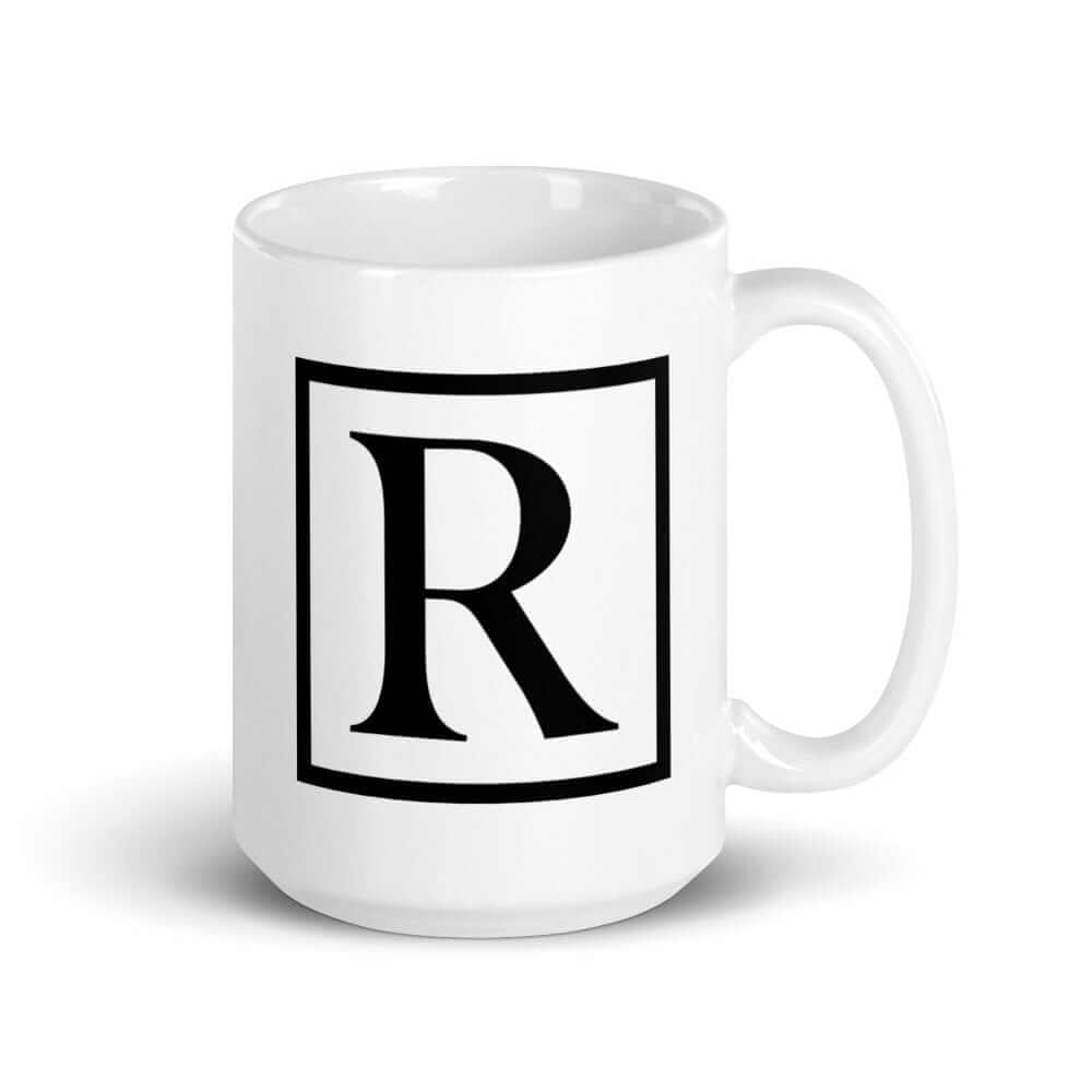 Letter R Border Monogram Coffee Tea Cup Mug, A Moment Of Now, $ 24.50