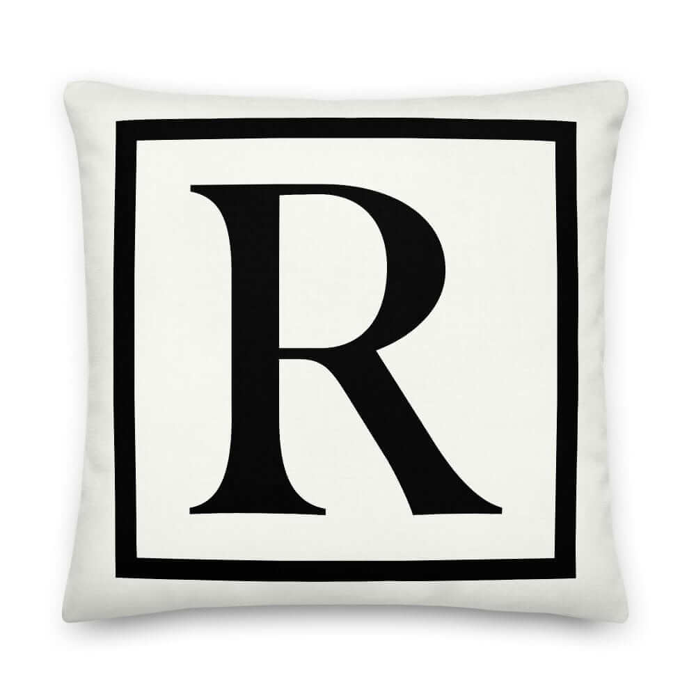 Letter R Border Monogram Decorative Throw Pillow Cushion, Pillow, $ 64.50, A Moment Of Now™