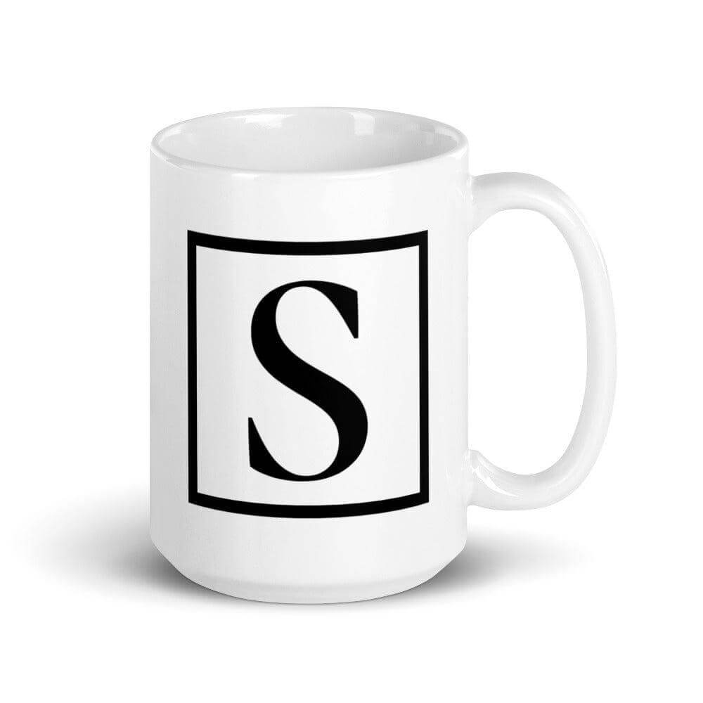 Letter S Border Monogram Coffee Tea Cup Mug, A Moment Of Now, $ 24.50