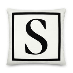 Letter S Border Monogram Decorative Throw Pillow Cushion, A Moment Of Now, $ 71.50