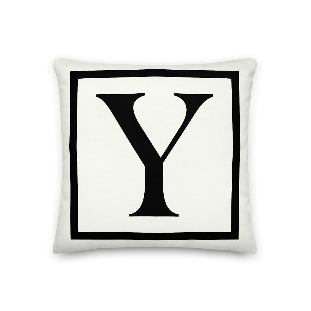 Shop Letter Y Border Monogram Decorative Throw Pillow Cushion, Pillow, USA Boutique