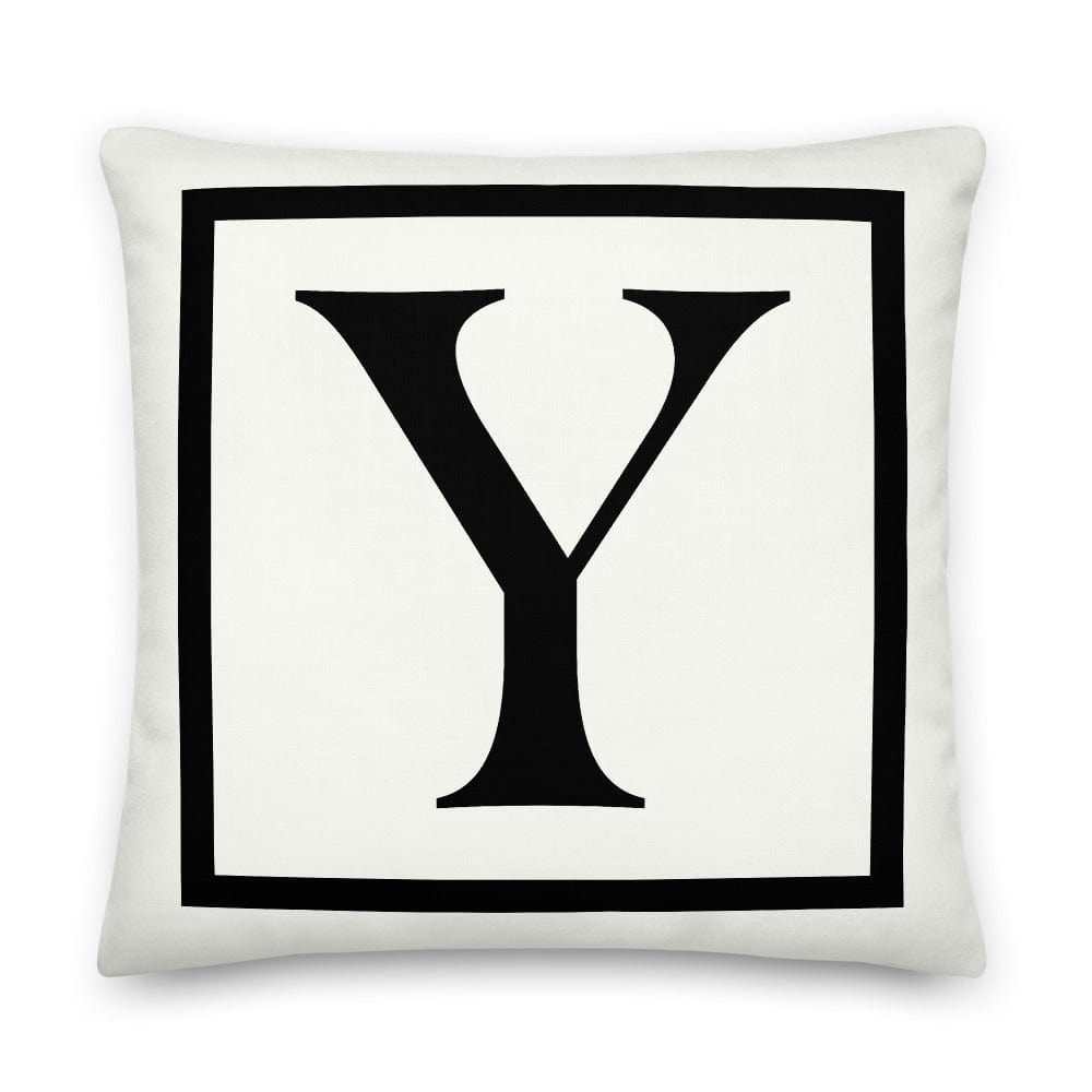 Shop Letter Y Border Monogram Decorative Throw Pillow Cushion, Pillow, USA Boutique