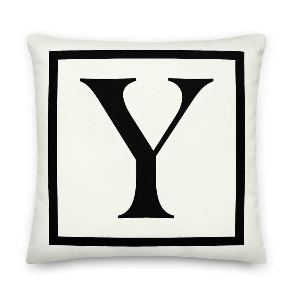 Letter Y Border Monogram Decorative Throw Pillow Cushion, Pillow, $ 64.50, A Moment Of Now™