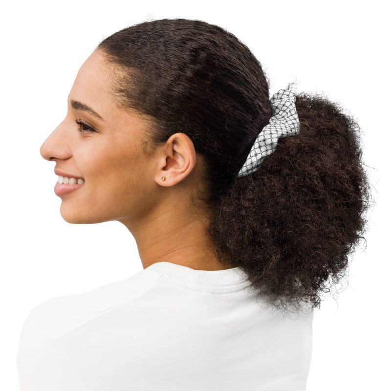 Shop Li-Jacobs Club Pattern Hair Scrunchie Black on White, Scrunchies, USA Boutique