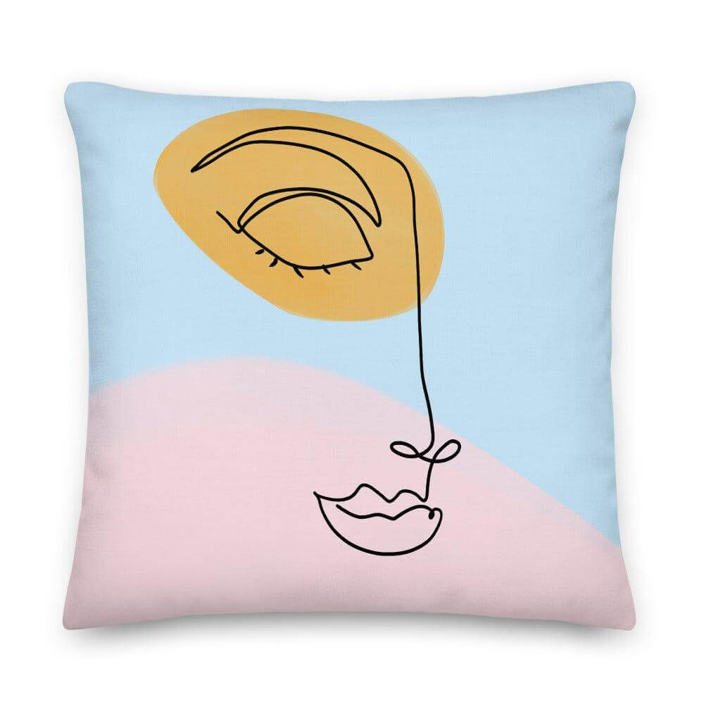 Linda Abstract Woman Face Line Art Decorative Throw Pillow Cushion, A Moment Of Now, $ 71.50