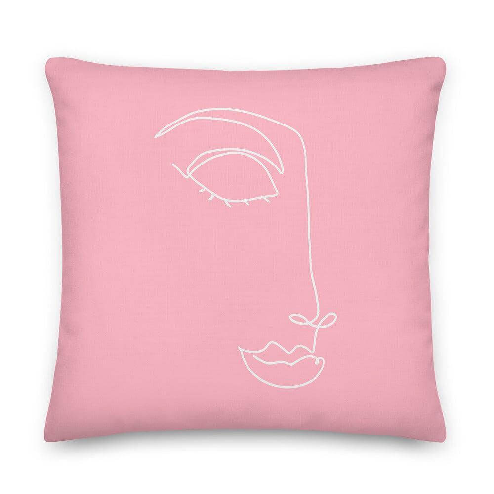Linda Abstract Women Face Line Art Pink Decorative Throw Pillow Cushion, Pillow, $ 71.50, A Moment Of Now™