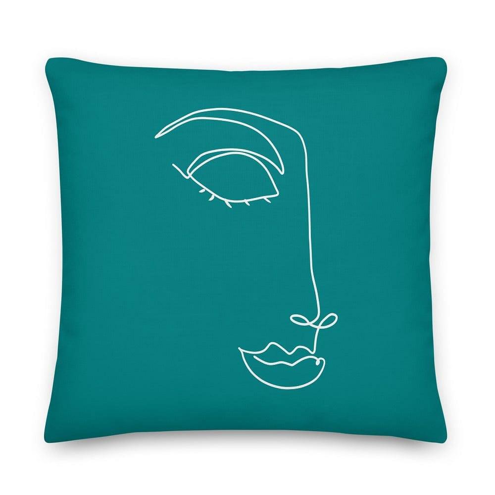 Linda Woman Face Abstract Line Art Decorative Throw Pillow Cushion - Green, A Moment Of Now, $ 71.50
