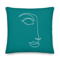 Shop Linda Woman Face Abstract Line Art Decorative Throw Pillow Cushion - Green, Pillow, USA Boutique